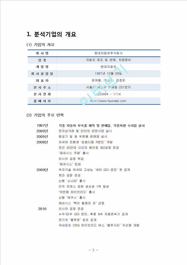 [경영,경제] 기업분석 - 현대자동차 기업분석.hwp